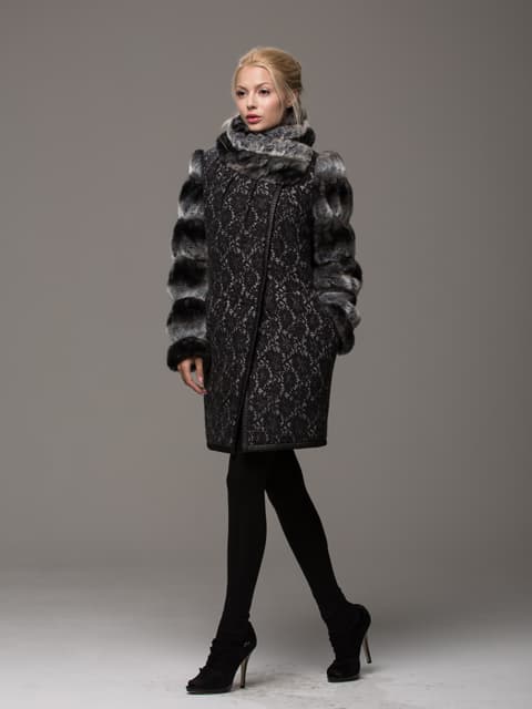 Faux fur sleeve muffle coat
